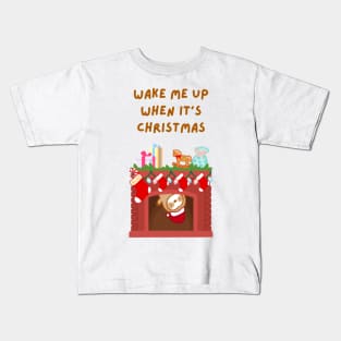 Wake Me Up When It’s Christmas Sloth Kids T-Shirt